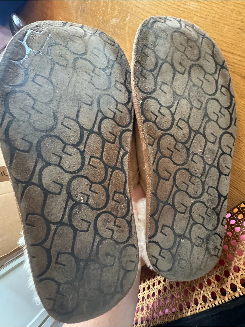 UGG Chestnut Suede Shearling Clog Slippers